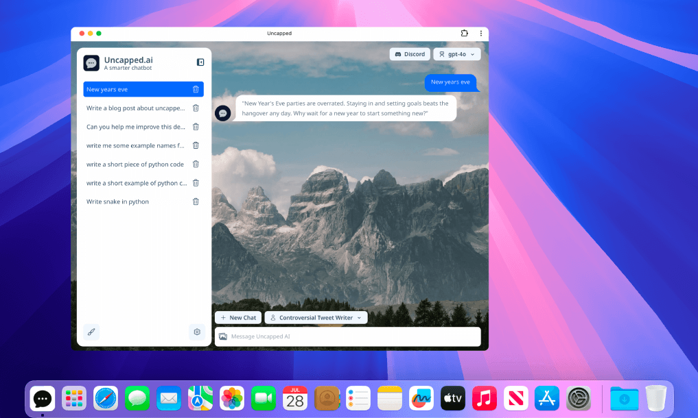 Main image for Uncapped - AI chat app. Choose between popular AI models and use your own API key